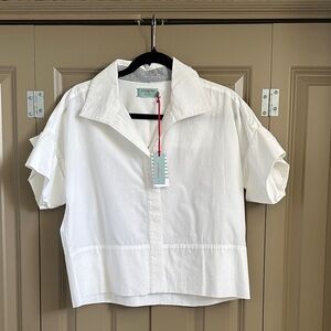 NWT Voyageur by MERSEA Sailor Button Down Shirt in White- size: Small